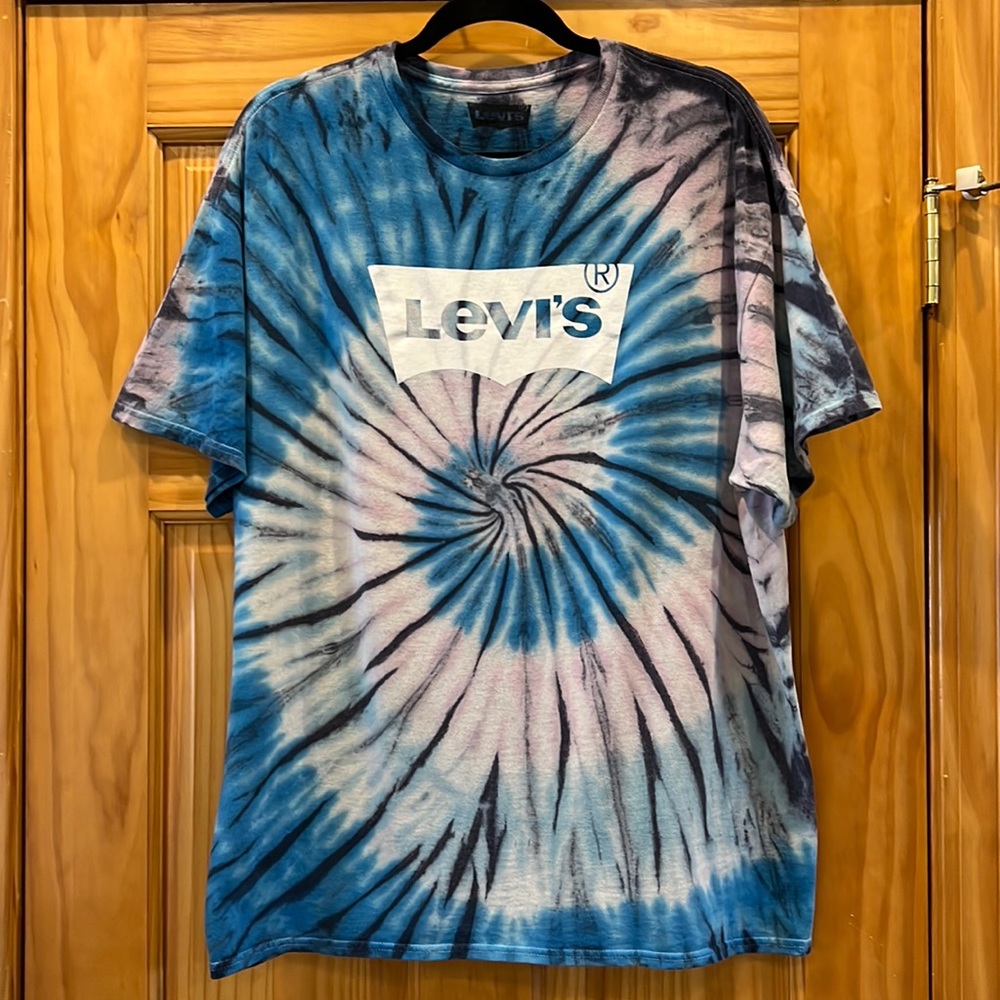Men’s LEVI'S Batwing Logo Blue Multicolor Tie-Dye Tee T-Shirt